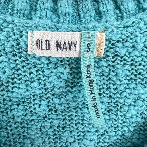SMALL OLD NAVY MINT BLUE V NECK SWEATER COTTON LONG SLEEVE - Picture 5 of 10